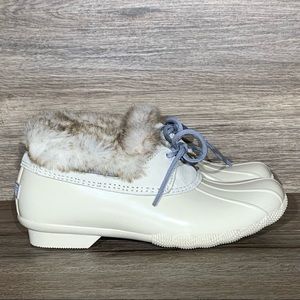 Sperry Saltwater Faux Fur Lined Boot in Ivory Sz- 8.5